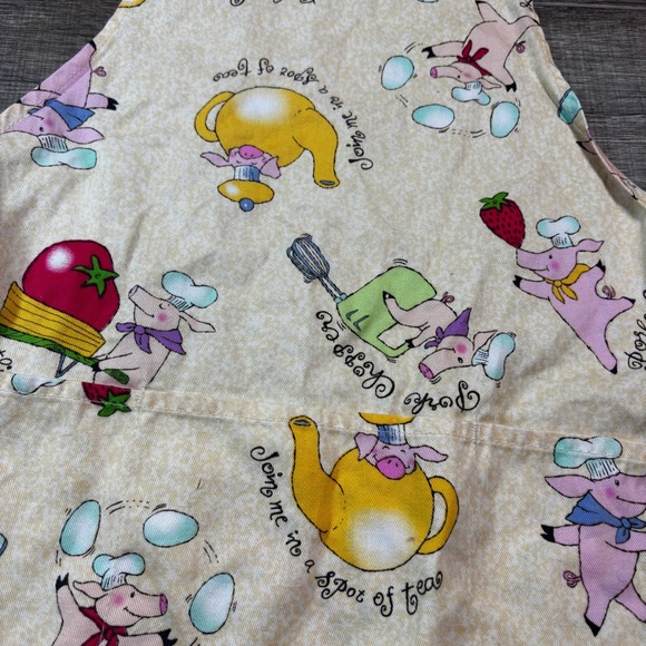 Kids Pig Chef Apron Cute Whimsical Kitchen Cooking Baking Fun Cartoon Characters - Picture 2 of 5